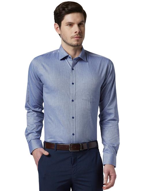 blue melange formal shirt - 18053382 - Very Small Image - 1