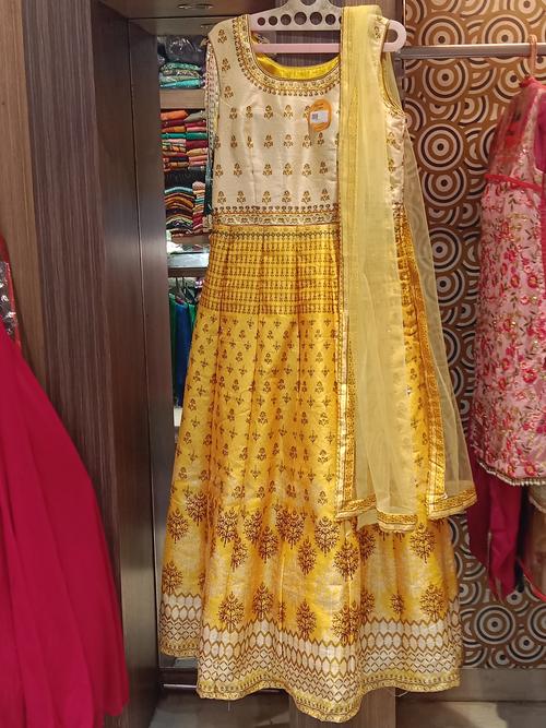 ladies gown with net dupatta fabric - 18053599 - Very Small Image - 1