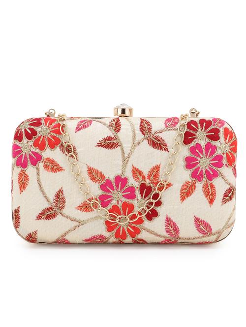 natural faux silk box clutch - 18053607 - Very Small Image - 1