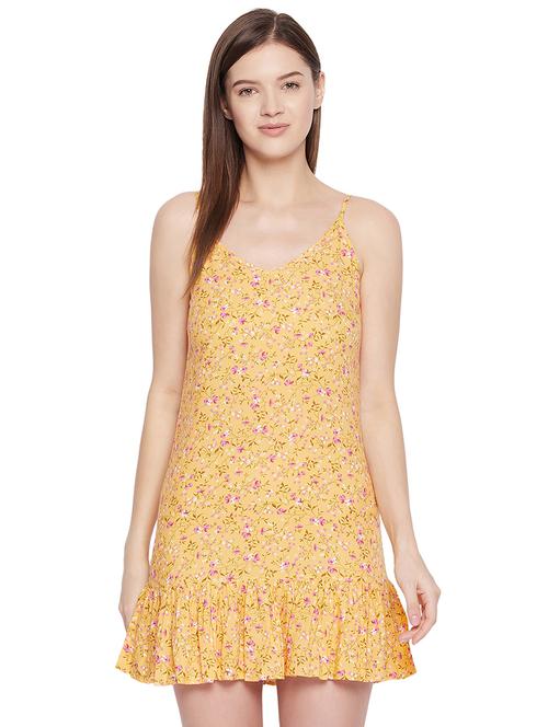 yellow printed babydoll - 18053818 - Very Small Image - 1