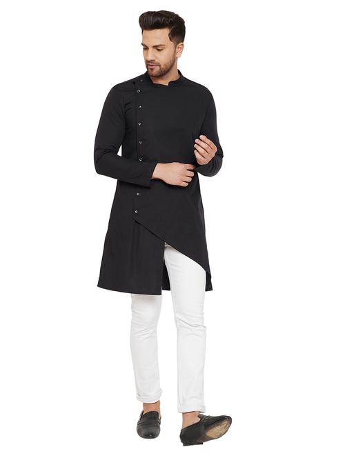 black solid asymmetric kurta - 18053976 - Very Small Image - 1