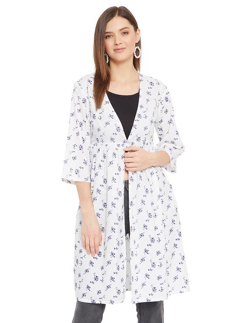 white floral printed regular shrug - 18054014 - Very Small Image - 1