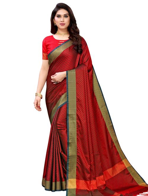 jacquard work kanjivaram saree with blouse - 18054262 - Very Small Image - 1