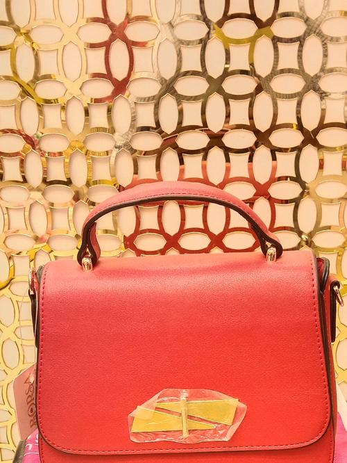 ladies handbag pu leatherette blood red - 18054507 - Very Small Image - 1