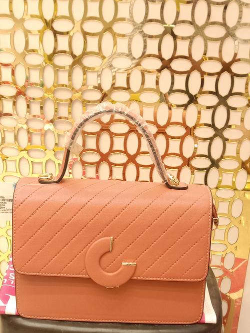 ladies handbag peach colour pu leatherette - 18054541 - Very Small Image - 1