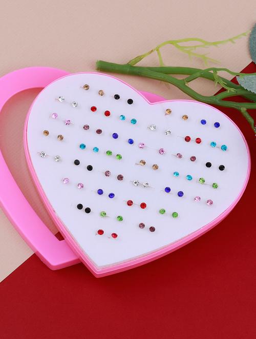 stud earring fancy look multicolor diamond designee set of 36 - 18054751 - Very Small Image - 1