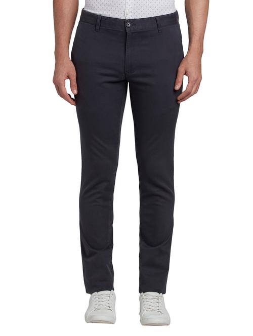 grey solid flat front casual trouser - 18054815 - Very Small Image - 1