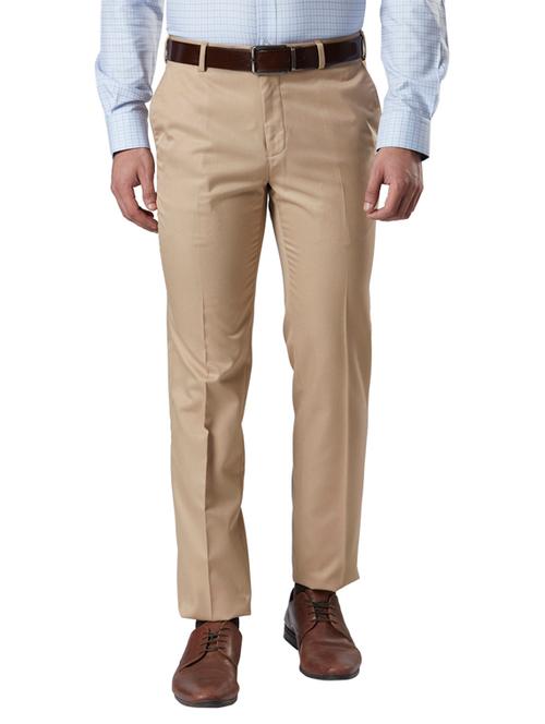 grey solid flat front formal trouser - 18054819 - Very Small Image - 1