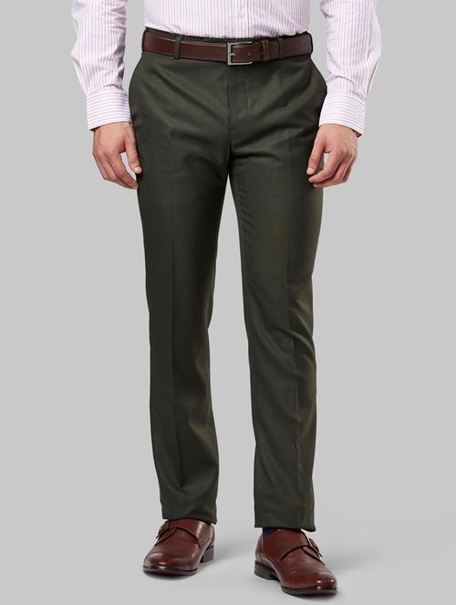 green solid flat front formal trouser - 18054820 - Very Small Image - 1