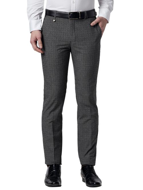 grey checkered flat front formal trouser - 18054858 - Very Small Image - 1