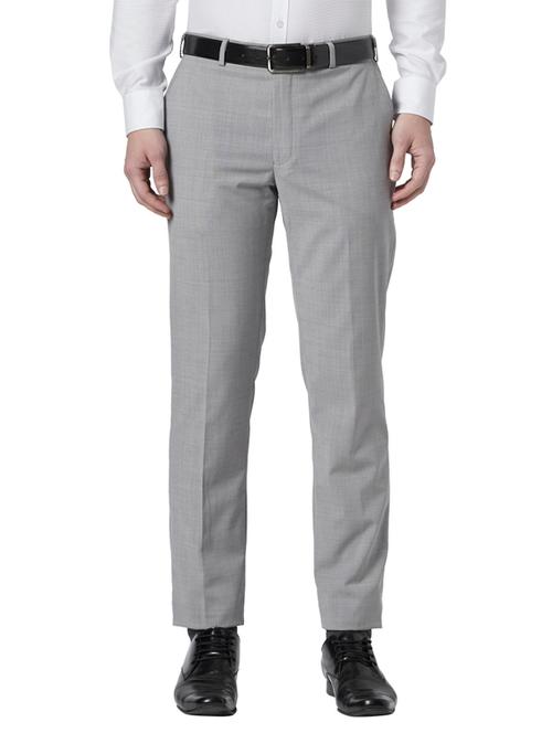 grey checkered flat front formal trouser - 18054914 - Very Small Image - 1