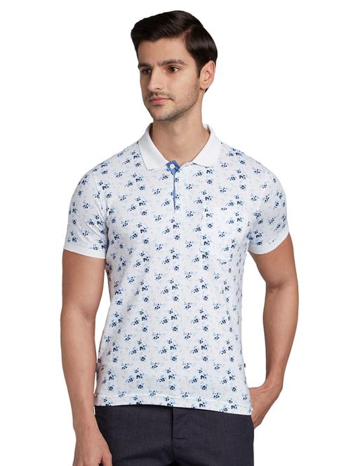 white printed solid polo t-shirt - 18055057 - Very Small Image - 1