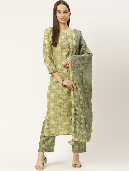 green rayon kurta pant set - 18055149 - Very Small Image - 1