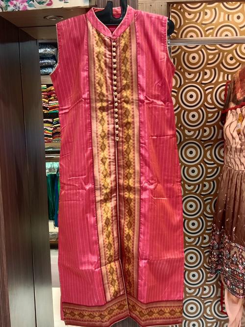 ladies straight kurti fabric chanderi pink - 18055197 - Very Small Image - 1