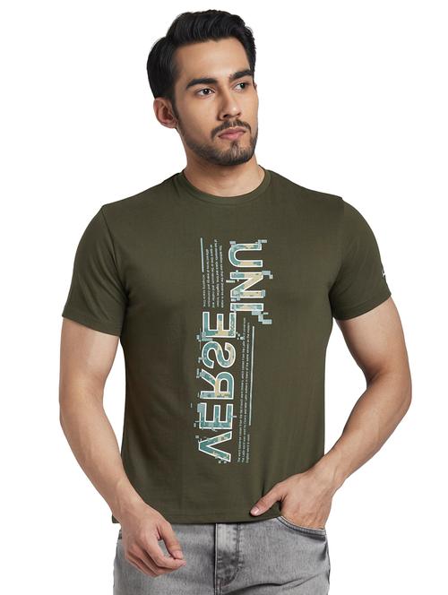olive chest print t-shirt - 18055407 - Very Small Image - 1