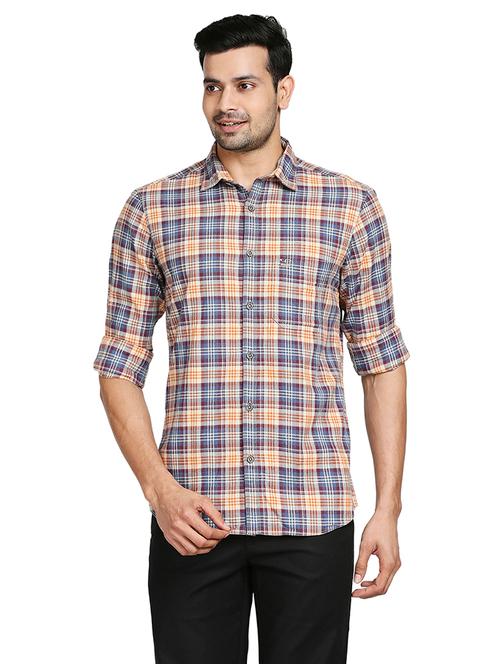 orange checkered casual shirt - 18055443 - Very Small Image - 1