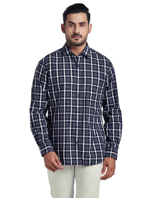 blue checkered casual shirt - 18055452 - Very Small Image - 1