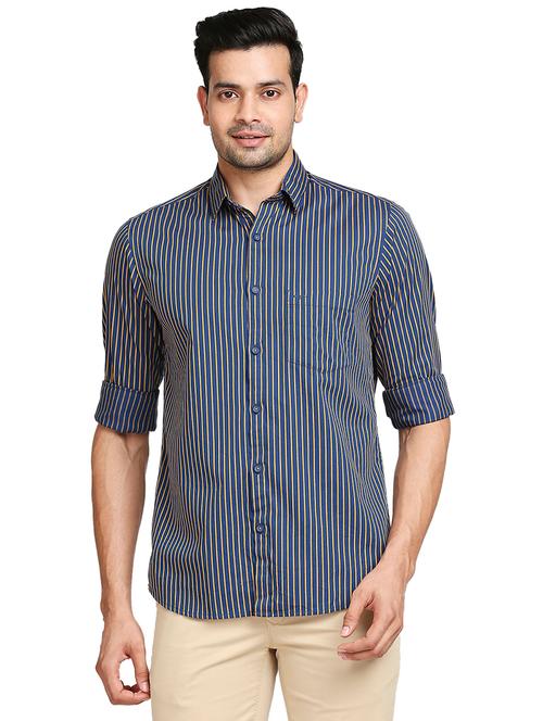 blue striped casual shirt - 18055466 - Very Small Image - 1