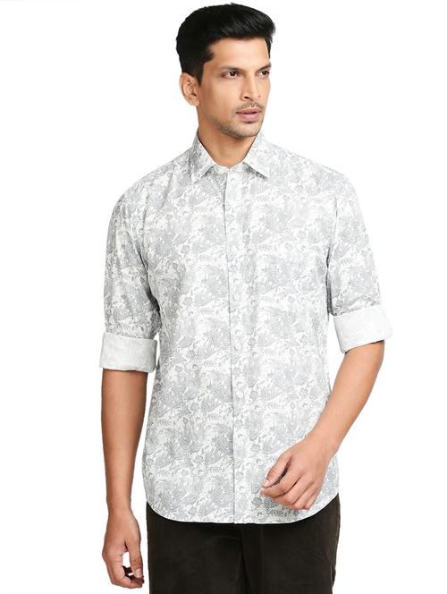 grey floral casual shirt - 18055478 - Very Small Image - 1