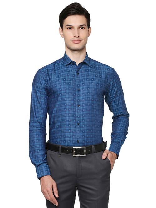 blue printed formal shirt - 18055564 - Very Small Image - 1
