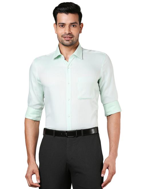 green solid formal shirt - 18055589 - Very Small Image - 1