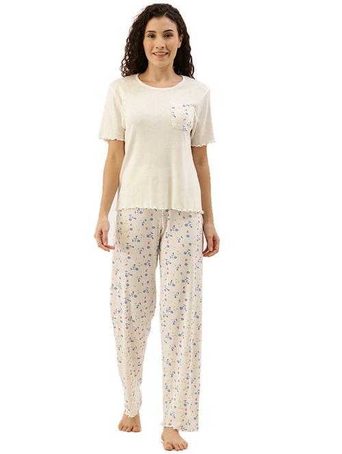 round neck printed nightwear pajama set - 18055857 - Very Small Image - 1