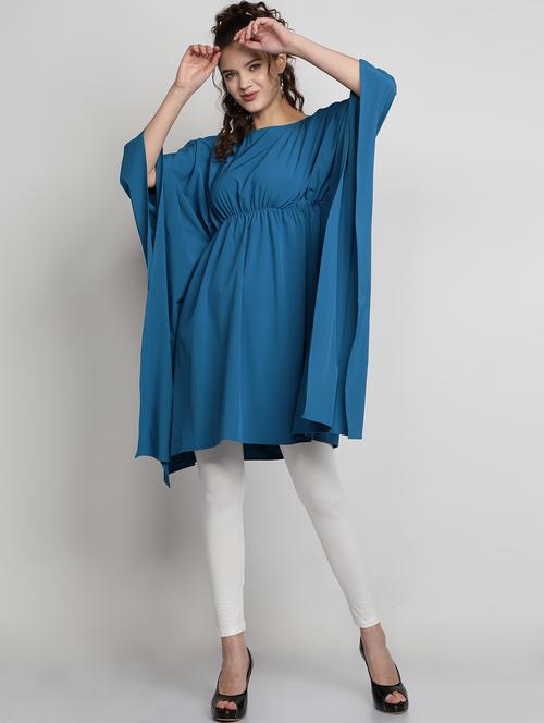 round neck solid kaftan - 18056422 - Very Small Image - 1