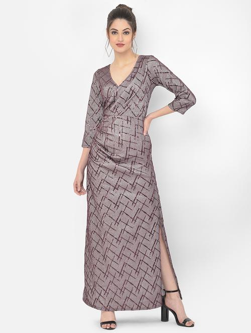 overlap neck embellished dress - 18056466 - Very Small Image - 1