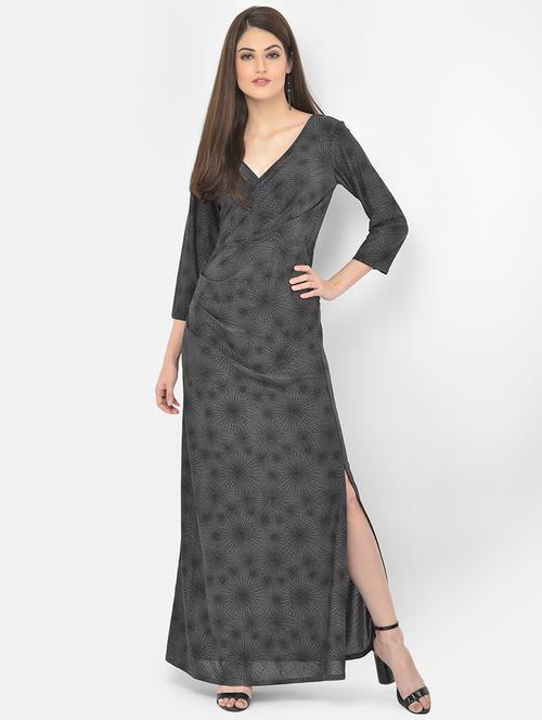 overlap neck printed maxi dress - 18056468 - Very Small Image - 1