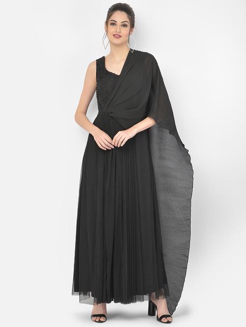 v-neck self design maxi dress - 18056480 - Very Small Image - 1