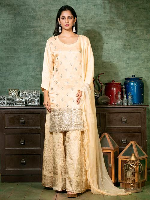 yellow self design straight set - 18056551 - Very Small Image - 1