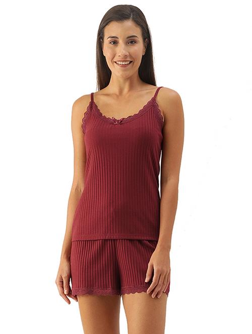 cami neck solid nightwear shorts set - 18056697 - Very Small Image - 1