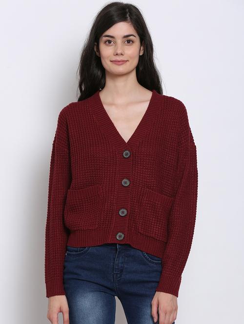 red acrylic cardigan - 18056829 - Very Small Image - 1