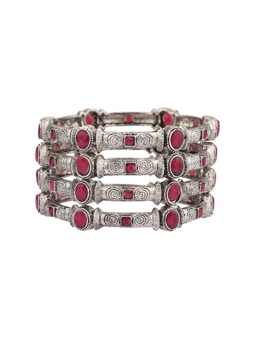 oxidized boho tribal antique bangle set (4 pcs) size-2.4, pink - 18056845 - Very Small Image - 1