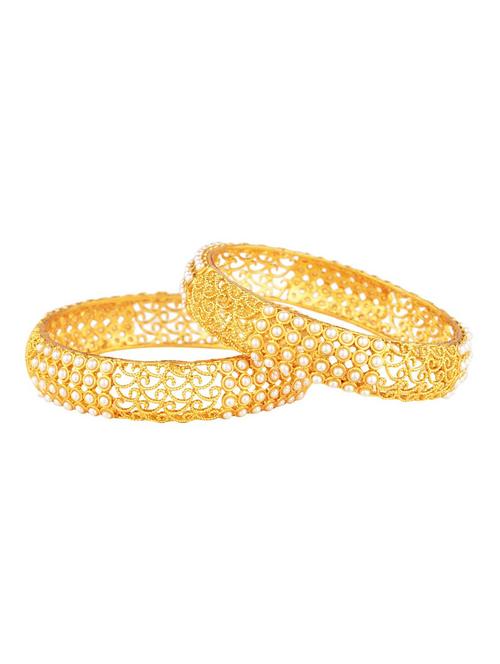 traditional antique crystal bangle set (2 pcs) size-2.4, white - 18056857 - Very Small Image - 1
