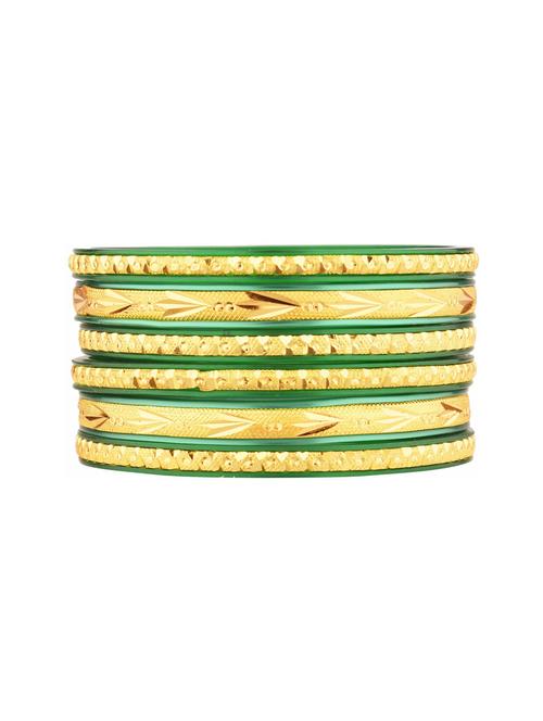 traditional engraved acrylic bangle set (6 pcs) size-2.4, green - 18056977 - Very Small Image - 1