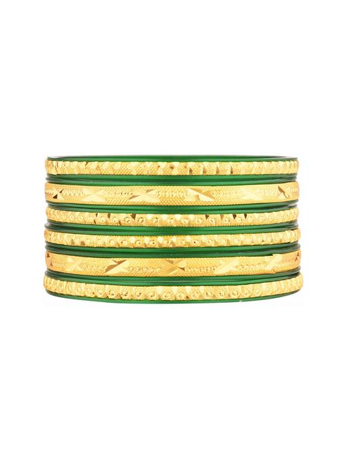 traditional engraved acrylic bangle set (6 pcs) size-2.4, green - 18056980 - Very Small Image - 1