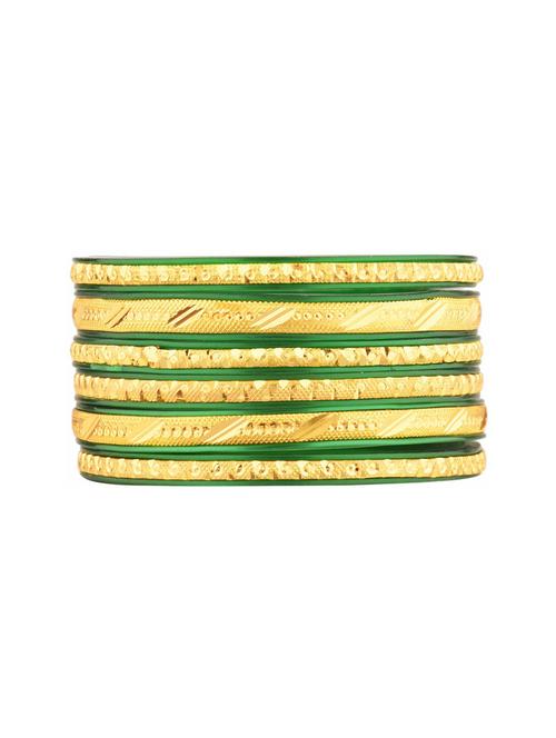 traditional engraved acrylic bangle set (6 pcs) size-2.4, green - 18056983 - Very Small Image - 1