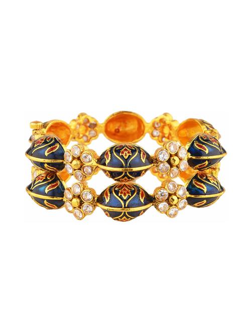 traditional antique floral crystal bangle set (2 pcs) size-2.4, multicolor - 18057052 - Very Small Image - 1