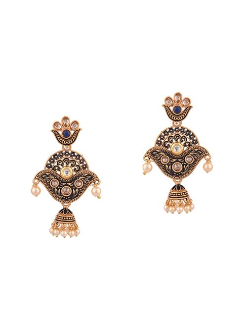 antique kundan jhumka - 18057134 - Very Small Image - 1