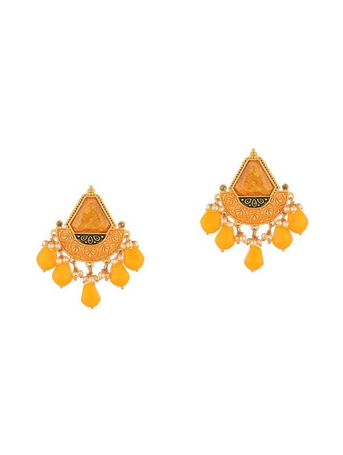 yellow metal studs earring - 18057140 - Very Small Image - 1