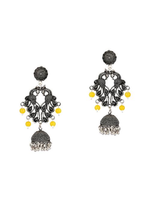 yellow metal jhumka earring - 18057192 - Very Small Image - 1
