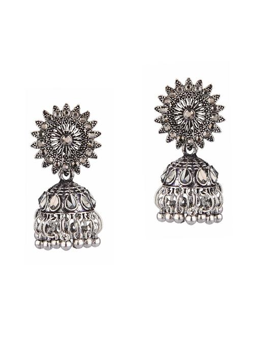 oxidized bohemian jhumka earrings set - 18057196 - Very Small Image - 1