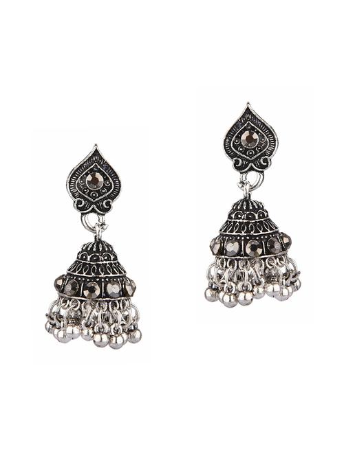oxidized bohemian jhumka earrings set - 18057199 - Very Small Image - 1