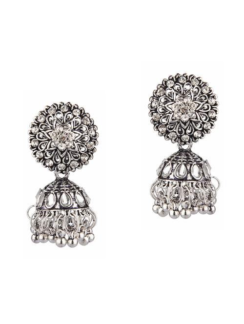 oxidized bohemian jhumka earrings set - 18057202 - Very Small Image - 1