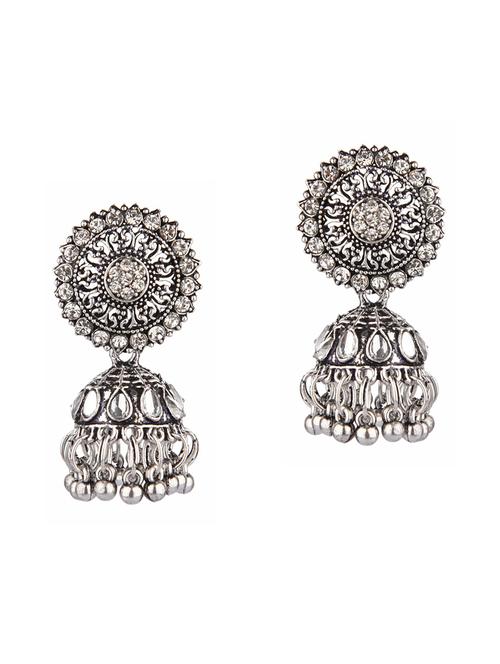 oxidized bohemian crystal dangle earrings set - 18057205 - Very Small Image - 1