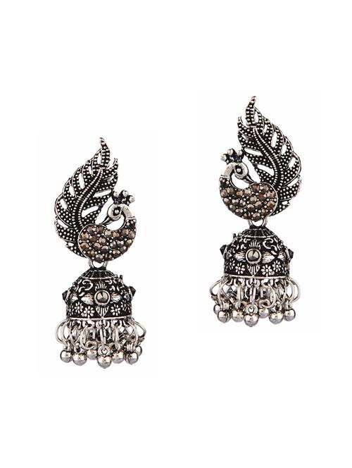 oxidized bohemian jhumka earrings set - 18057210 - Very Small Image - 1