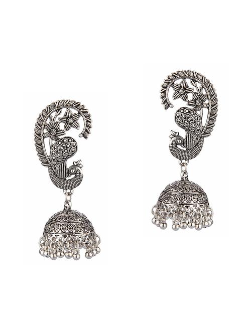 oxidized bohemian jhumka earrings set - 18057213 - Very Small Image - 1