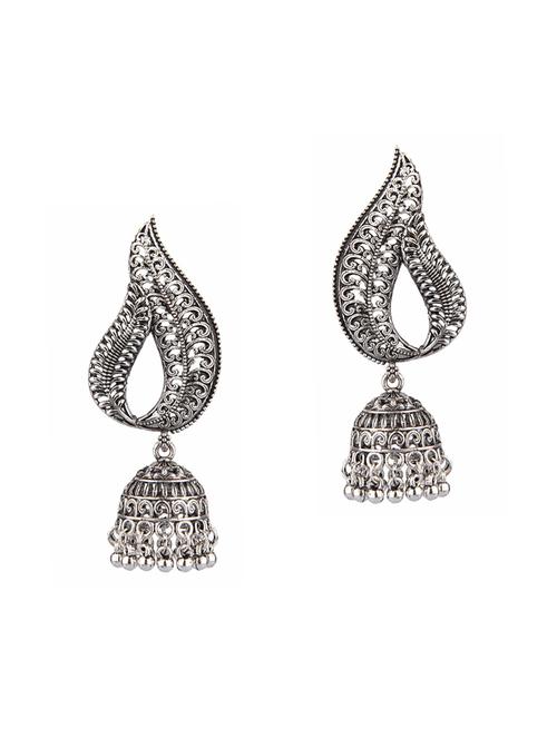oxidized bohemian jhumka earrings set - 18057214 - Very Small Image - 1