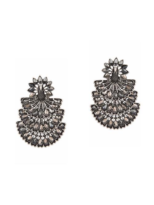 oxidized bohemian crystal dangle earrings set - 18057218 - Very Small Image - 1